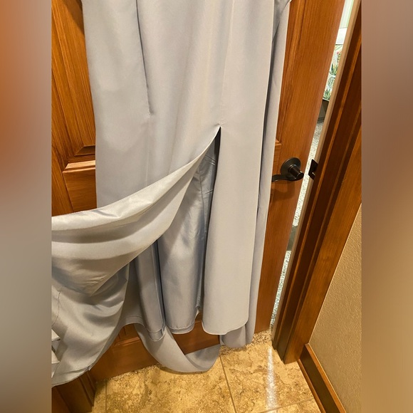 Azazie ‘Cosette’ Bridesmaids Dress Dusty Blue Chiffon - Picture 8 of 10